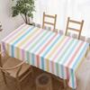 Pastel Stripes Rectangle Tablecloth for Table Decor Holiday Party Waterproof Reusable Table Cloth for Table Wedding Banquet