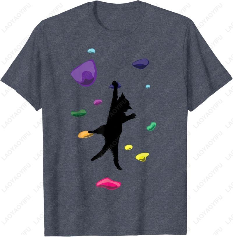Fun Cat Climber Rock Climbing Gift for Men Women Cotton TShirt Sport Graphic Simple Style Oneck Printed Tops Kitten Lover Gift