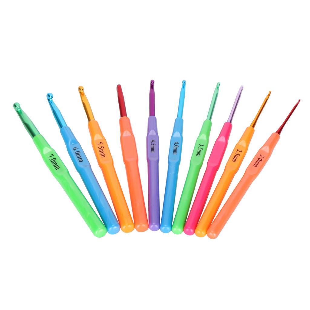 10Pcs Crochet Hooks Colorful Plastic Knitting Needles Kits Weaving Tools for DIY Socks Heats