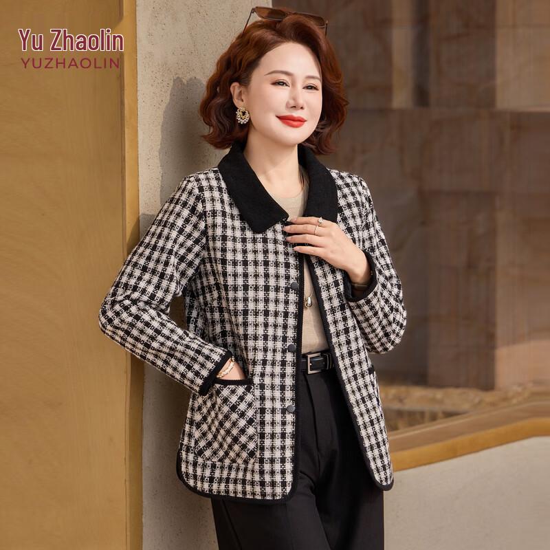 YUZHAOLIN Women s Elegant Plaid Spring/Autumn Jacket 5XL