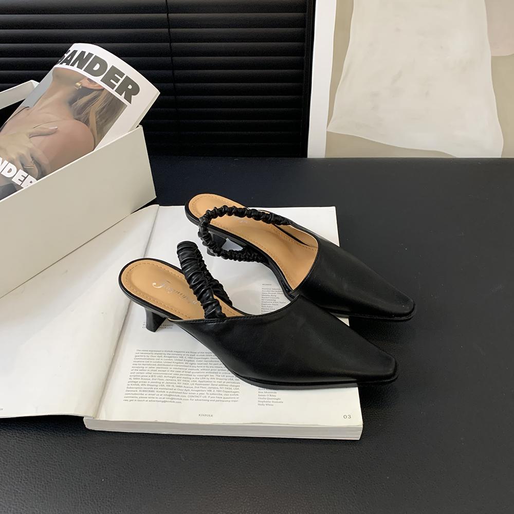 

мода Модные женские босоножки Сексуальные шлепанцы Тонкие высокие каблуки Эластичный ремешок Черный Серебряный Золотой Туфли для вечеринок Женские шлепанцы Мюли Туфли 35-39 5.5 чёрный