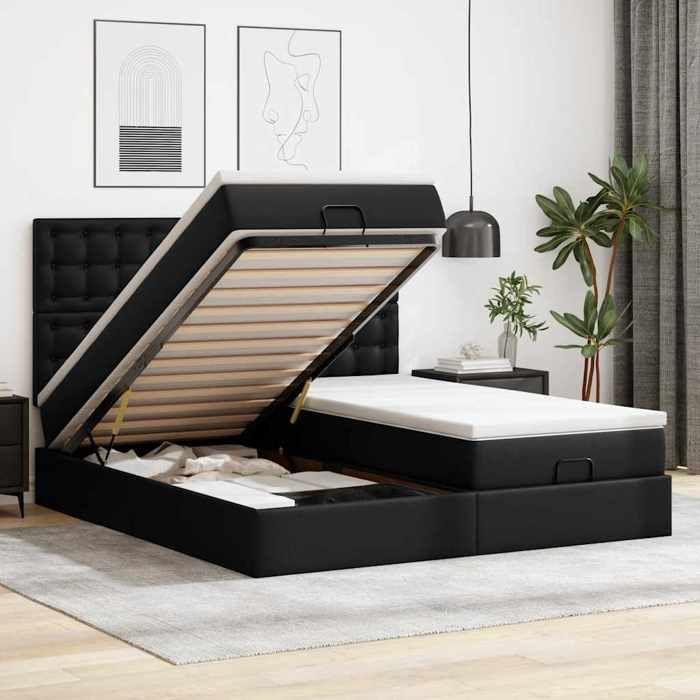 Maison Exclusive - Cadre de lit ottoman avec matelas noir 200x200 cm similicuir