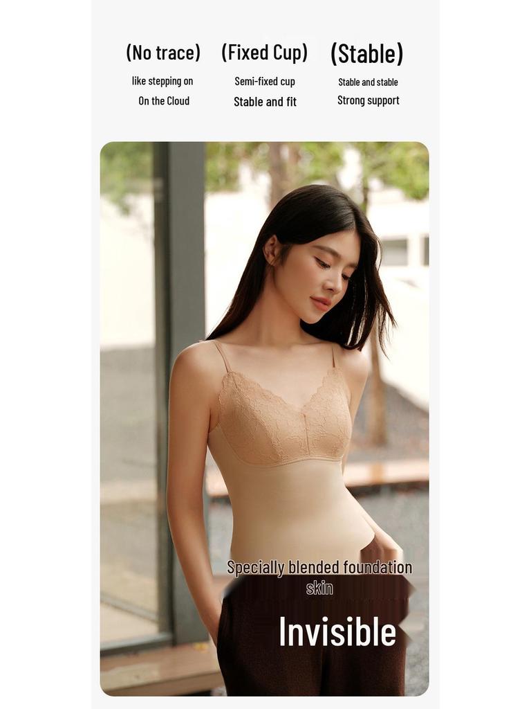 Retro V-Ausschnitt Spitzen-Camisole Push-Up Weste – Französische Mode Vielseitiges Damenoberteil