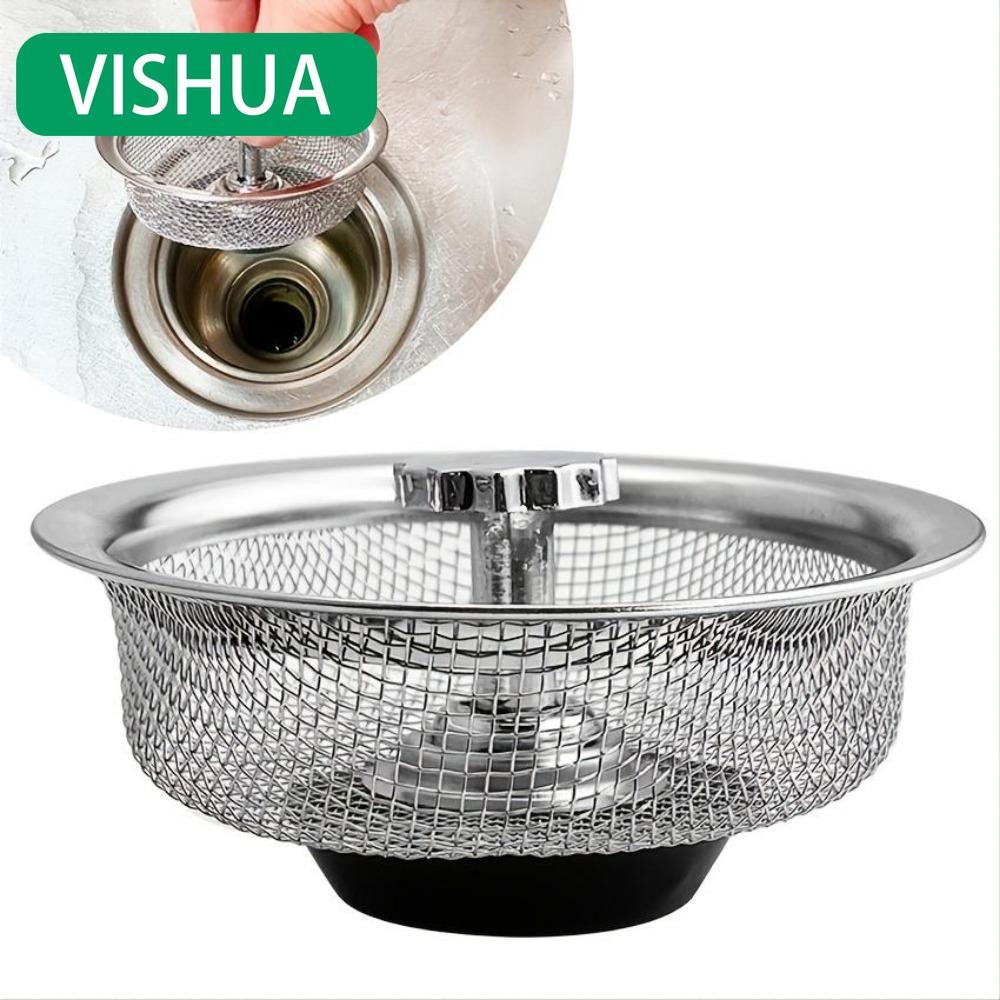 

1 шт. Сетчатый фильтр для раковины с пробкой Обновите кухонную раковину фильтром для воды из нержавеющей стали 1pcs