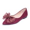 Fashion Flat Shoes for Women Spring New Shallow Bow Single Shoe Pointed Suede Flats Shoe Soft Soled Oversized Women's Shoes Ladies Pumps
