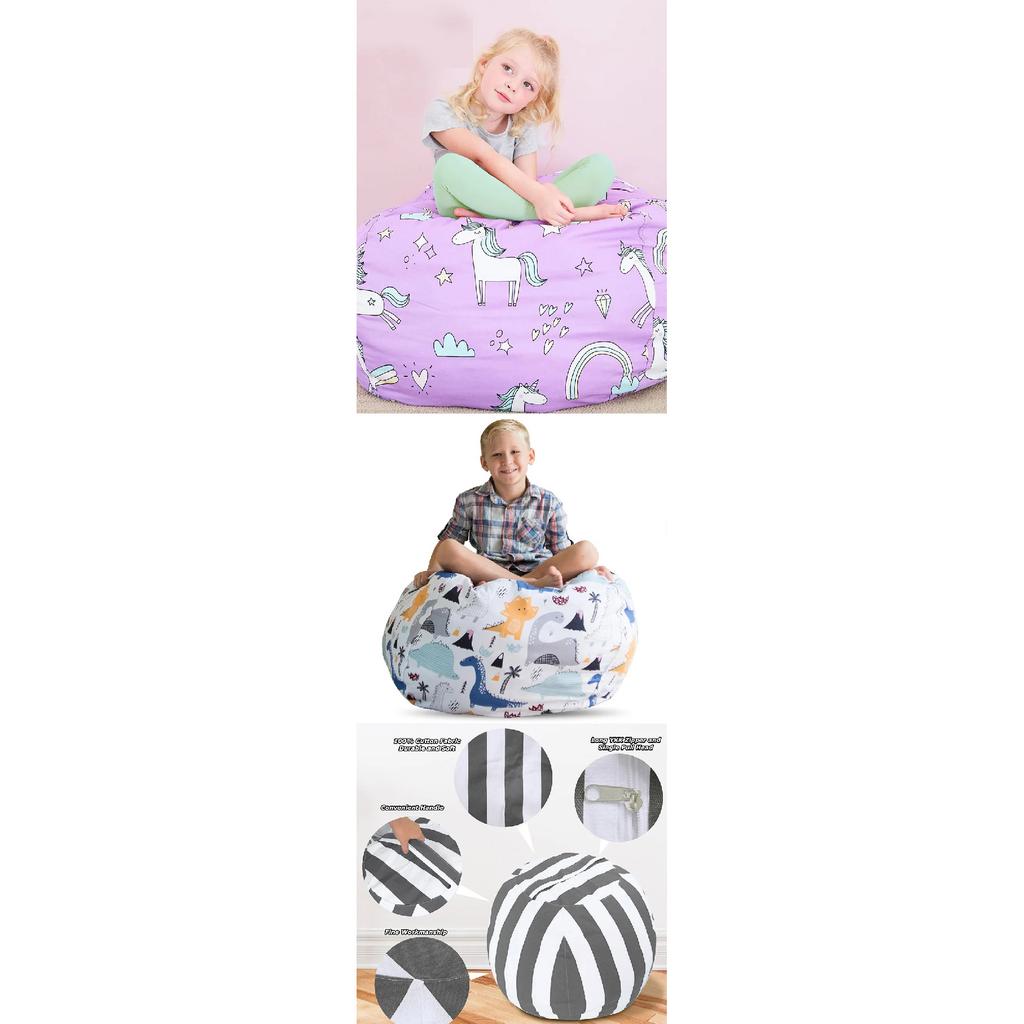 Printed Children's Plush Toy Storage Beanbag Set Comfortable Lazy Sofa Beanbag Storage Stuffed Chair Children's Toy Zipper