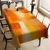 [1pc]Vibrant Orange & Yellow Abstract Color Block Tablecloth - Polyester, Machine-Made, Rectangular Design for Home, Kitchen, Dining, Parties - Indoor