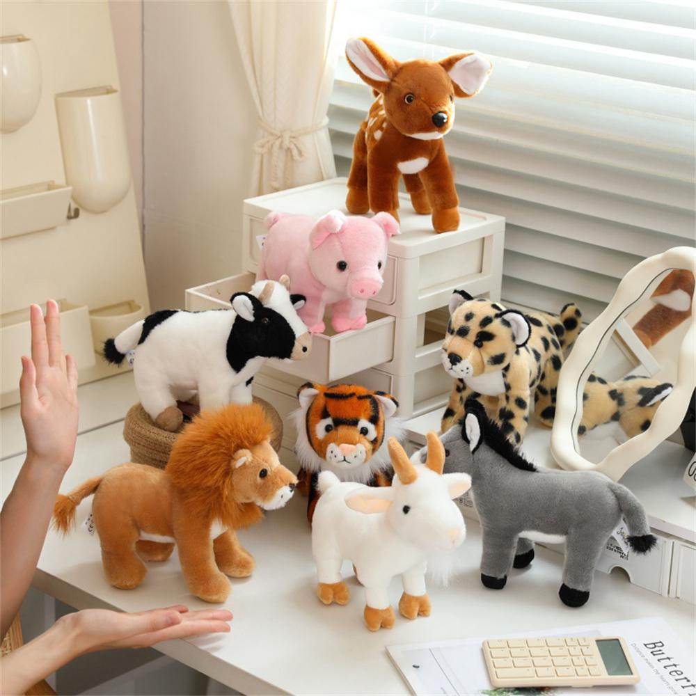 20cm Forest Standing Animals Plush Toy Cute Giraffe Lion Fox Tiger Birthday Gift Kids Baby Accompany Appease Dolls Christmas pre