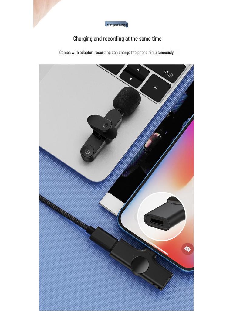 2,4G Drahtloses Ansteckmikrofon mit intelligenter Rauschunterdrückung für Live-Streaming, Kurzvideos und Tonaufnahmen