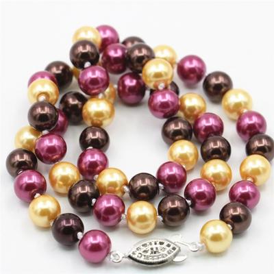 Kulatý 8mm náhrdelník z perel South Sea Gold, růžově červenohnědý, vícebarevný, z mušlí, design pro výrobu šperků, provázkový řetízek, nošení na krku, 18 palců