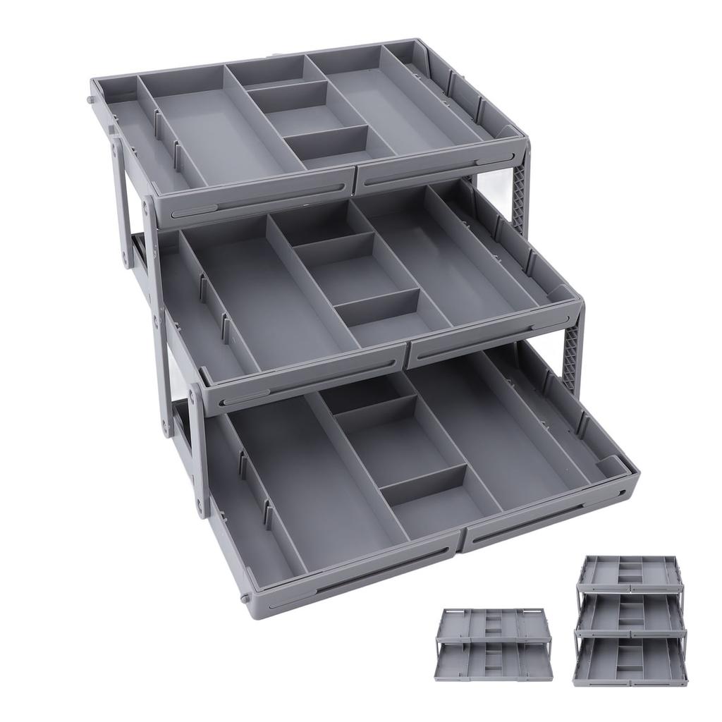 Drawer Organizer Long Lasting Multi Functional Various Sizes Containers Jewelry Organizer Tray Robust Folding Plastic for Home