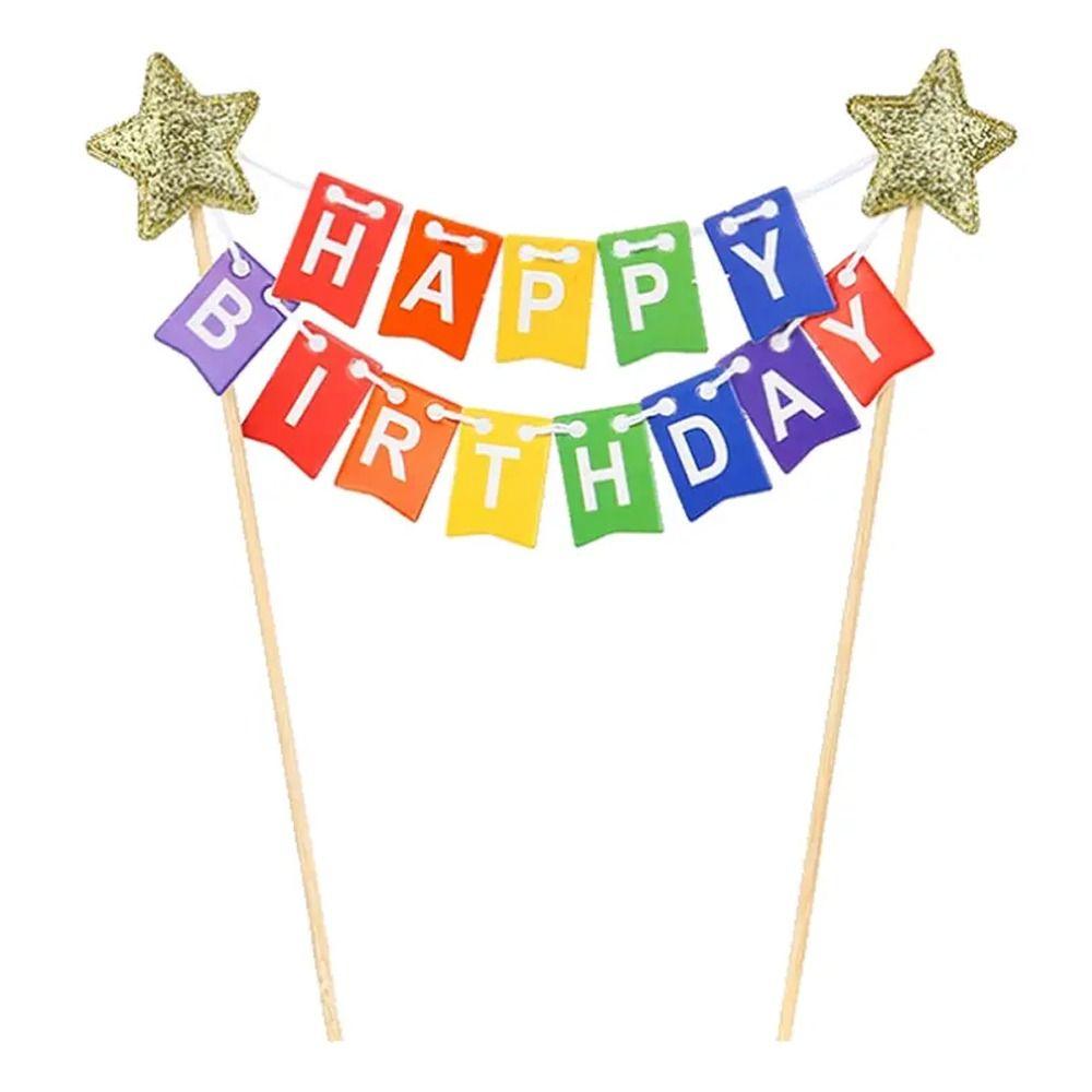 Cute Cake Banner Colorful Happy Birthday Cake Decor Pennant Cake Topper  Baby Shower Decor