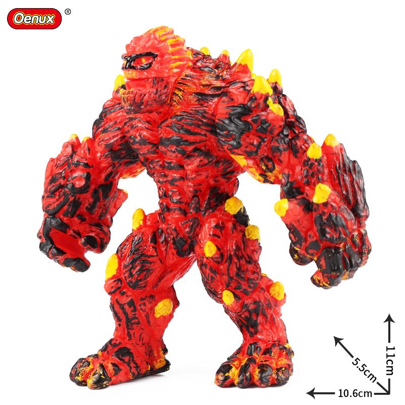 Oenux Original Savage Dinosaurs Myth Dragon Animals Model Fire Bull Octopus Monster Crab Action Figures Kids Collection Toy Gift