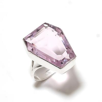 Natural Pink Kunzite Gemstone Handmade 925 Sterling Silver Ring Size 6 Z4w07