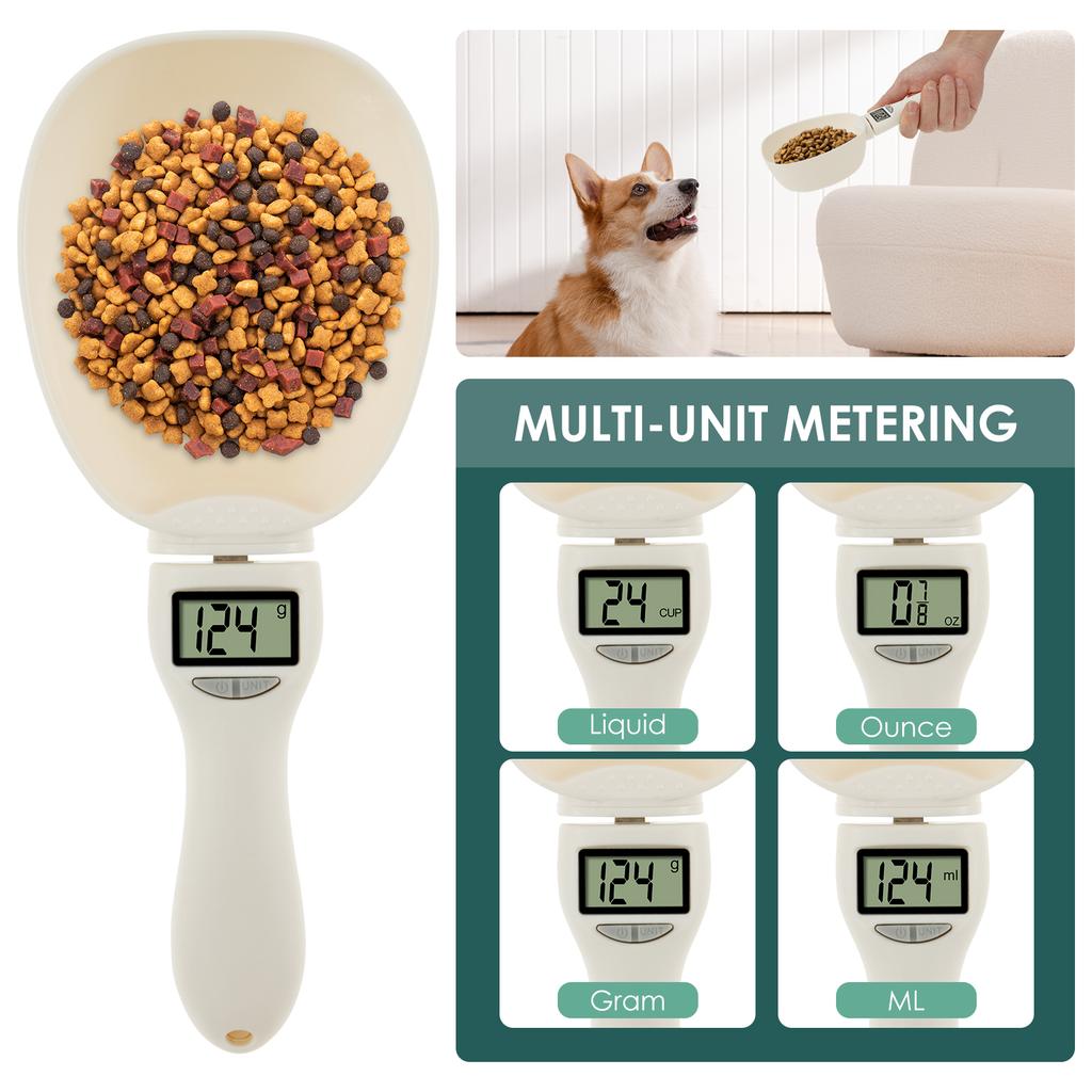Pet Food Measuring Scoop with LED Display Feeding Spoon Kitchen Scale Portable Daily Meals Pet Dog Food Gadgets for Kitchen