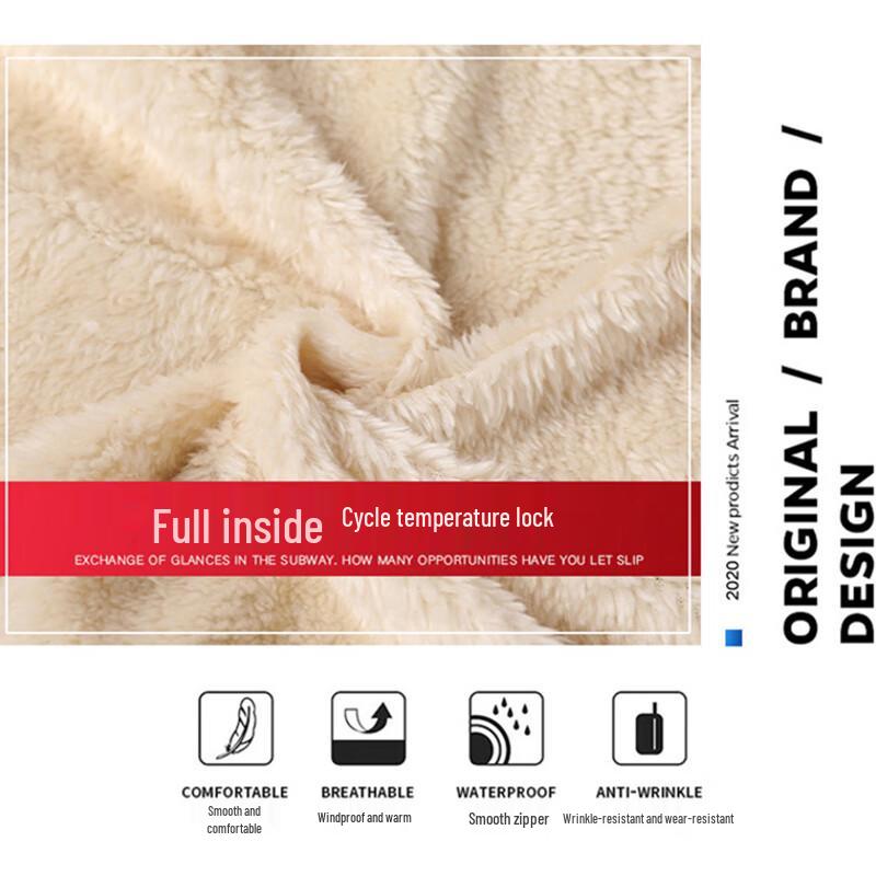 EASTERN CAMEL Herren Übergröße Kapuzen Sherpa gefütterte Winter Steppjacke