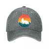 Retro Woodland Fox Sunset Emblem  New Vintage Washed Cotton Baseball Cap Sun Hats