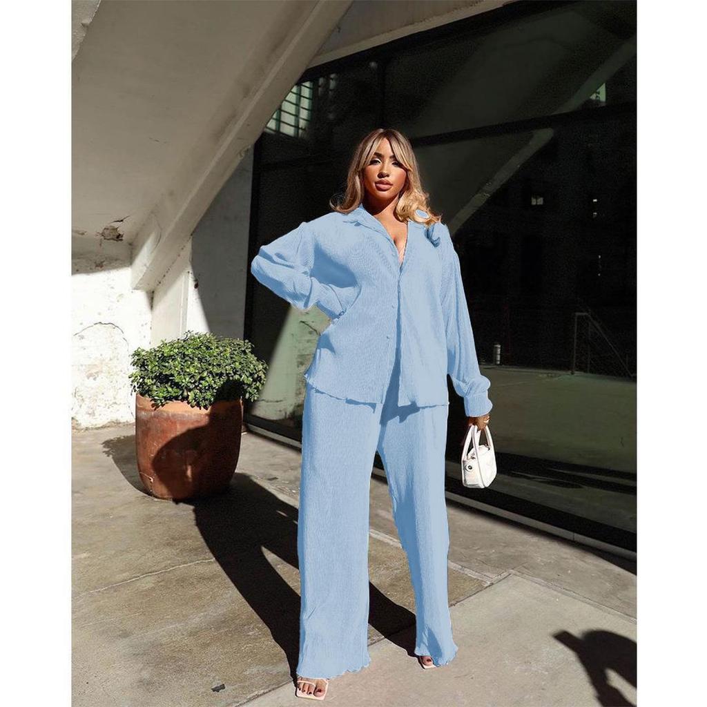 EU & US Women's Sexy Pleated Loose Casual Multi-color Set - Orange