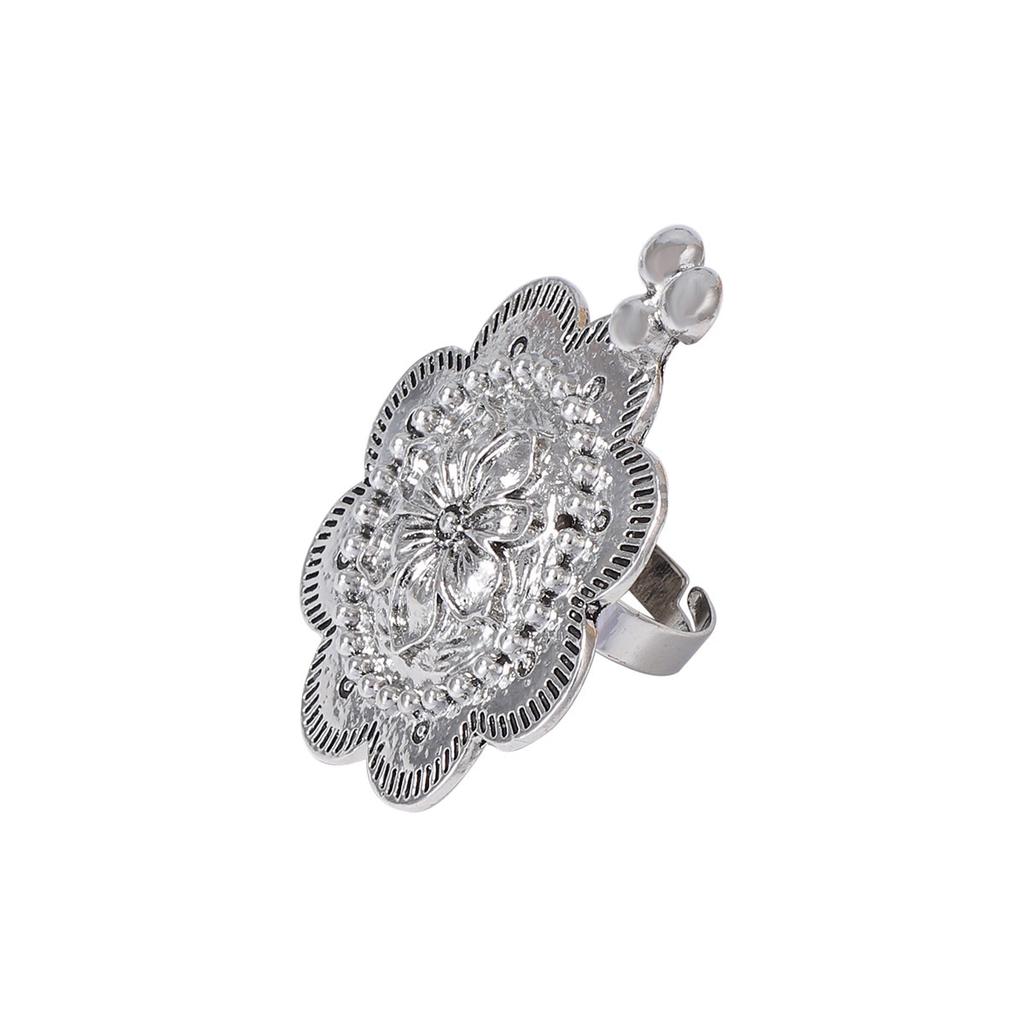 Cross-border Europe, America, simple fashion, light luxury, cold wind alloy, exaggerated flowers, flowers, live rings, women's daily versatility