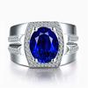 S925 Silver Ring Blue Diamond Men's Ring Myanmar Natural Sapphire Ring 18K Gold Plated Popular Ring