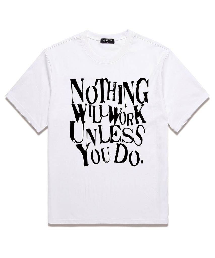 SHIRTER Nothing Graphics Oversized Short Sleeve T-Shirt (Ss027) White