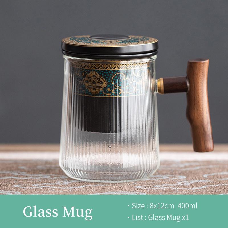 

Стеклянная чашка для чая 400 мл с крышкой и ручкой, керамическая кружка-фильтр