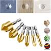 6Pcs Hexagonal Handle Conical Countersink 90 Degrees Conical Countersink Drill Bit Coated for Metal with Hex Shank Wood 6-19mm