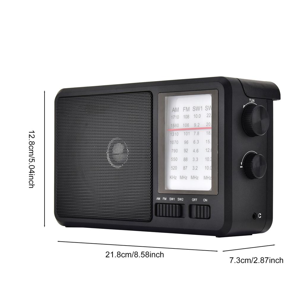 Portable AM FM SW1 SW2 Radio with Telescopic Antenna, Multiband Radio with 3.5mm Earphone Jack Ideal for Home &