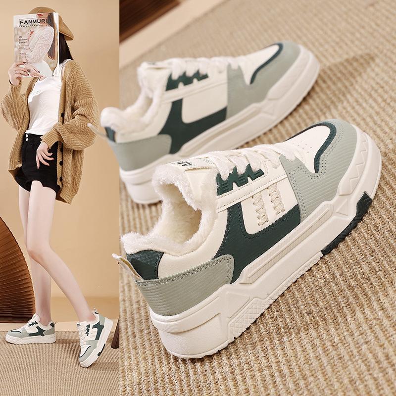 Fleece thickened board shoes women's 2025 winter new casual little white shoes women's warm women's cotton shoes DY005