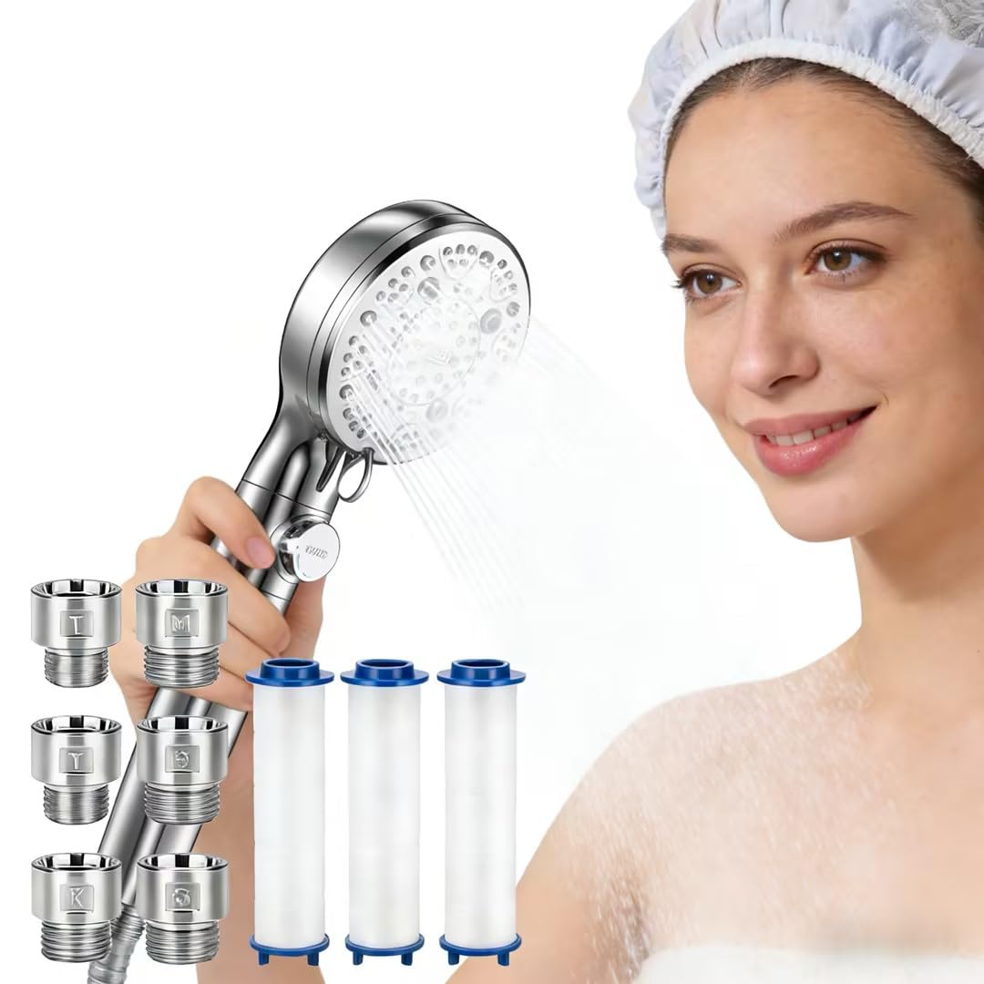 

Shower Head with Bubble Function Model Supervised by Professional Hairdressers Bubbles Penetrate Deep into Skin Chlorine Removal 9 Water Flow серебряный