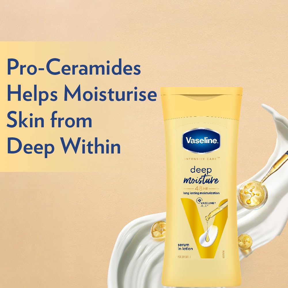 Vaseline Intensive Care Deep Moisture Body Lotion 200 ml X Pack of 2 Long-Lasting Hydration