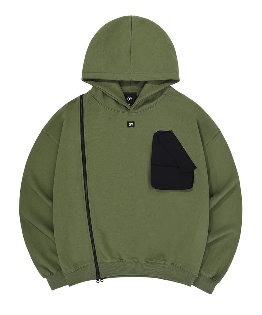 Pocket Zipper Hood - Khaki