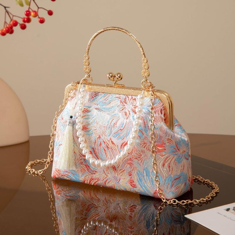 Handbag New Song Jinbao Retro Flower Cheongsam Dinner Bag Ladies Crossbody Bag Chain Party Bag