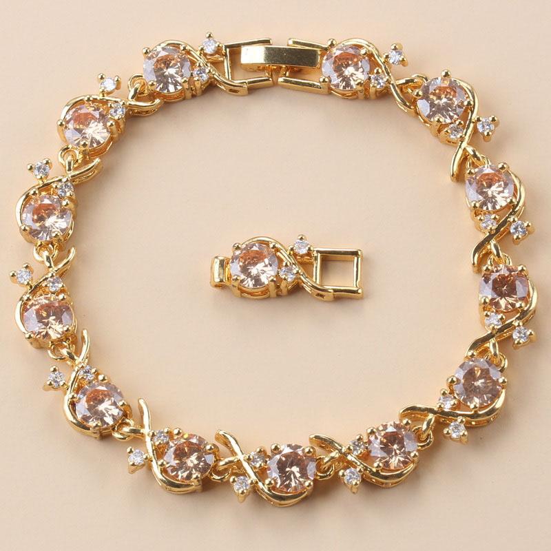 Vergoldeter Damen Armreif 10-farbiger Zirkonia Modeschmuck Hochzeitsschmuck für Frauen Brautaccessoires