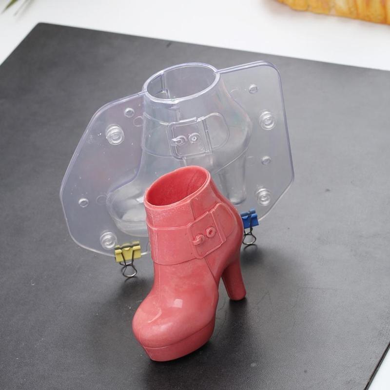 3D Plastic Women Boots Chocolate Mold Lady Shoes Candy Molds Cake Decorating Tools DIY