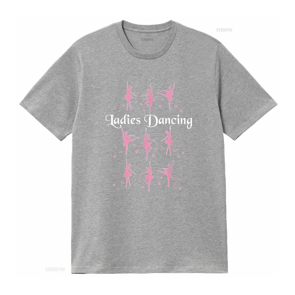 Damen Nine Ladies Dancing T-Shirt Lustig Weihnachten Schwarz Mittel Vintage Gewaschen Vielseitig Lässig Grafikdesigner Kleidung
