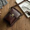 Borsa a Spalla in Vera Pelle conciata al vegetale e lucidata a mano, Strato Superiore di Pelle di Mucca, Marsupio da Uomo, Piccola Borsa da Appendere, Stile Retro