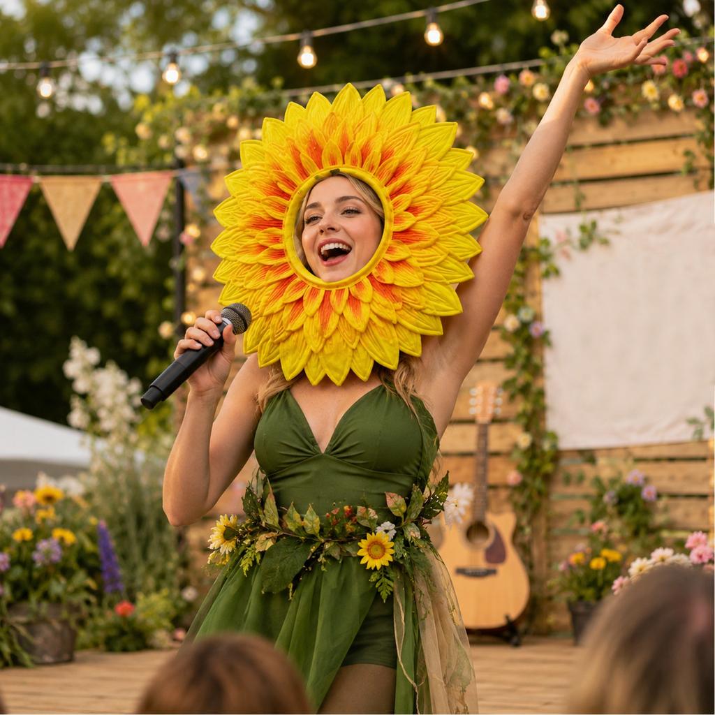 Sunflower Headband for Dance Performance Sports Event Party - Open Face Design for Kids and Adults