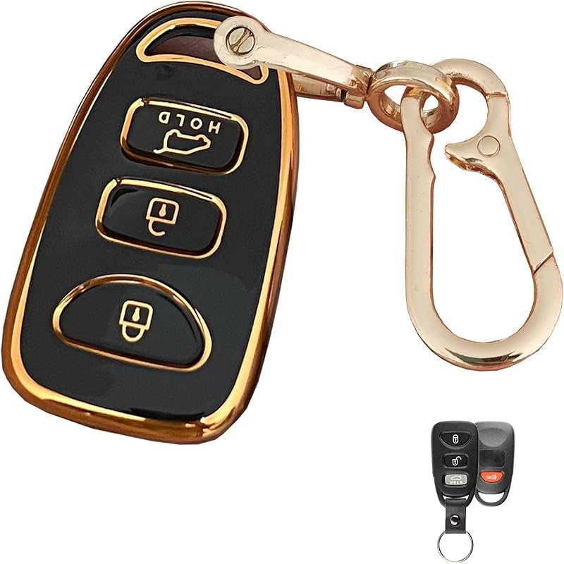 for Hyundai Key Fob Cover Smart Key with Keychain Fits for Hyundai Elantra Sonata Kia Forte Optima Spectra Key Case (4-Button-Pink)