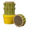 Cactus Knife Block Bamboo Storage Rack Compact Slim Profile Kitchen Knife Holder Cactus-Style Organizer Easy to Clean Stable Weighted Base Kitchen