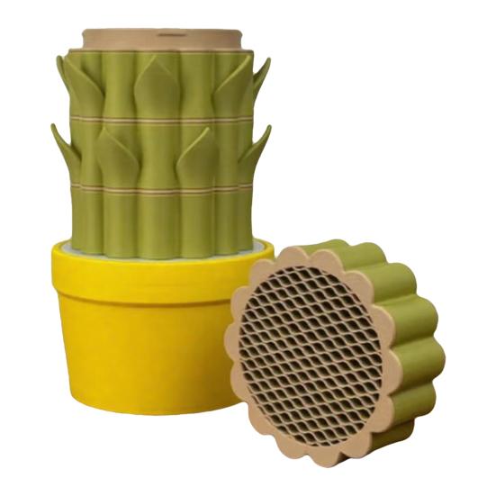 Cactus Knife Block Bamboo Storage Rack Compact Slim Profile Kitchen Knife Holder Cactus-Style Organizer Easy to Clean Stable Weighted Base Kitchen