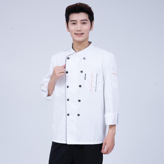 Chef Top Long Sleeves Plus Size Soft Solid Color Stand Collar Dirt Resistant Restaurant Unisex Cardigan Chef Shirt for Work
