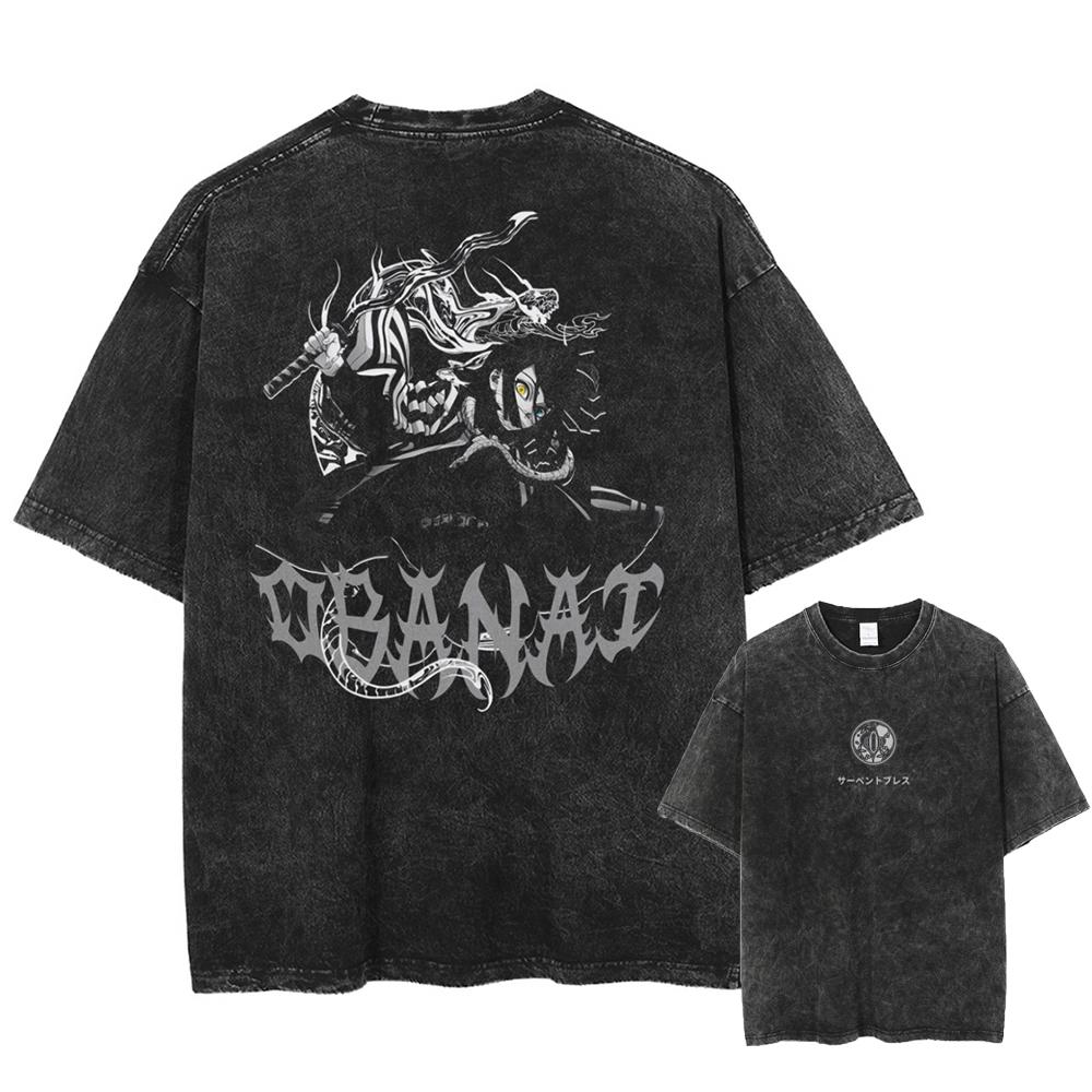 Letní Demon Slayer Harajuku Trička Pánská Potisk Vintage Praná Dámská Oversized Krátký Rukáv Streetwear Topy