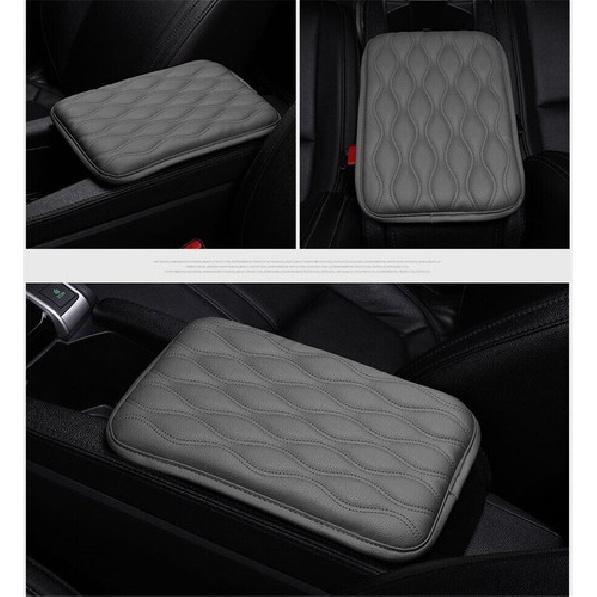 Gray Car PU Leather Armrest Pad Cover Center Console Box Cushion Wear Resistant