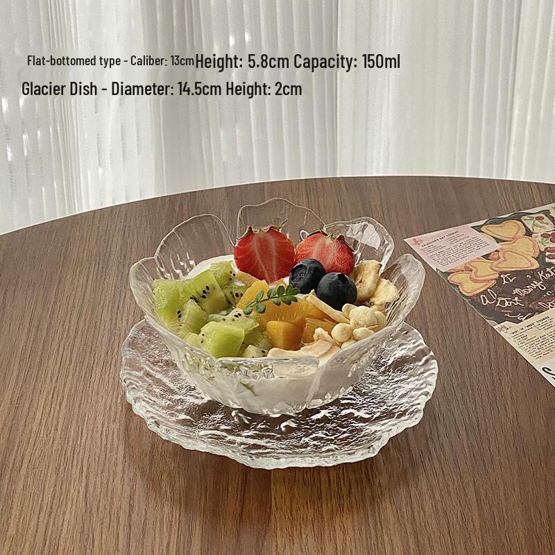 Jijun Glass Petal Bowl and Saucer Set