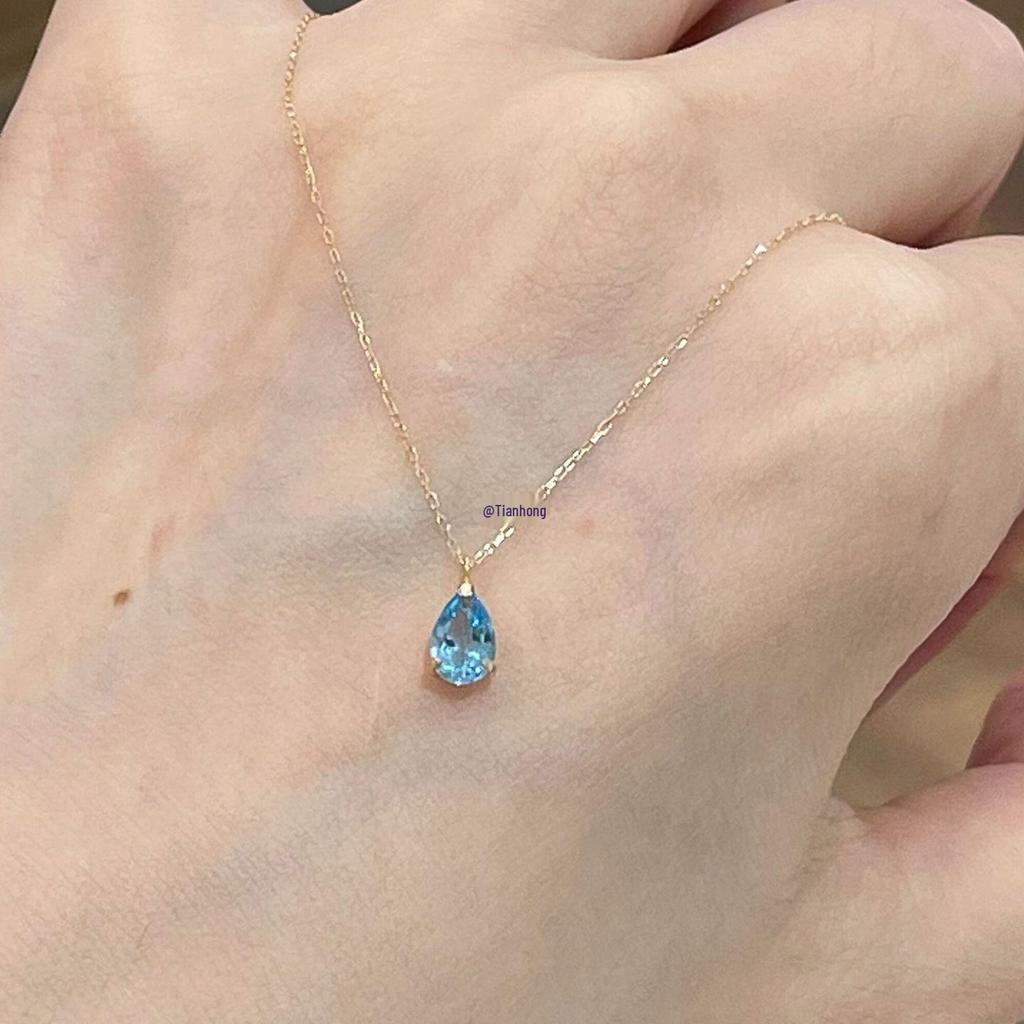 2025 Blue Water Drop Clavicle Choker Necklace for Women - Elegant Light Luxury Accessory