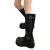 New French black platform boots autumn retro small fat mm thin and heightened knight boots