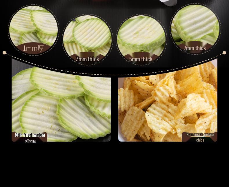 Multifunctional Vegetable Cutter: Potato Shredder, Grater, Slicer, Dicer & Wavy Radish Cutter.