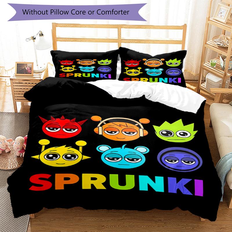 3pcs Sprunki Bedding Set Duvet Cover Closure Includes 1 Duvet Cover & 2 Pillowcases, Soft and Comfortable for All Seasons.