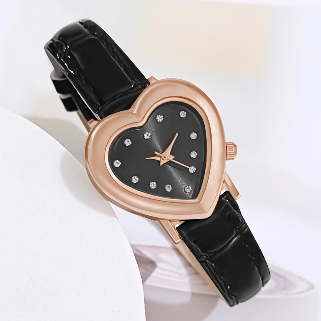 Luxury Watch Women Quartz Leather Watches Heart Shaped Ladies Wristwatch Rhinestone Dress Clock Gift Reloj Mujer Montre Femme